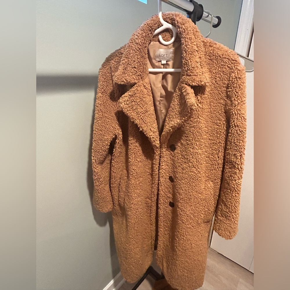Long brown sherpa coat